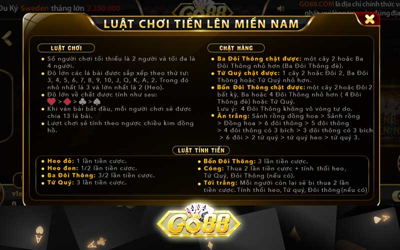 Luật chơi Tiến lên miền nam