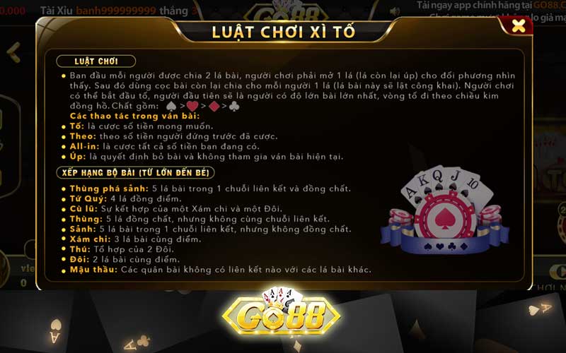 Luật chơi Xì tố